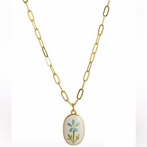Blue Floral Oval necklace A1703